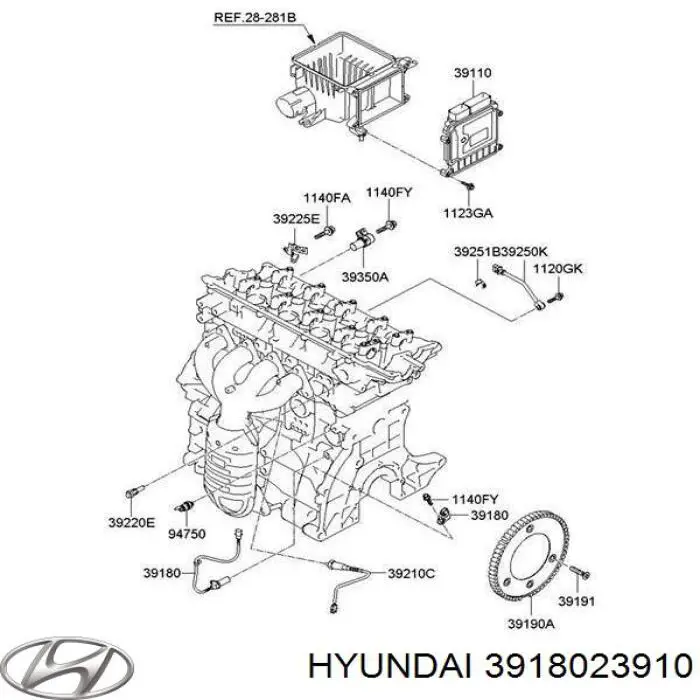 3918023910 Hyundai/Kia sensor de posición del cigüeñal