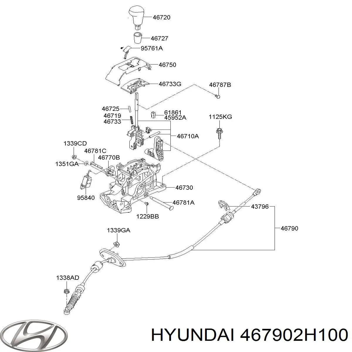  Cable de accionamiento, caja de cambios (selección de marcha) para Hyundai Elantra 4 