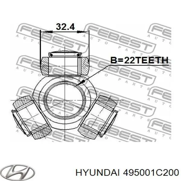 495001C200 Hyundai/Kia árbol de transmisión delantero izquierdo