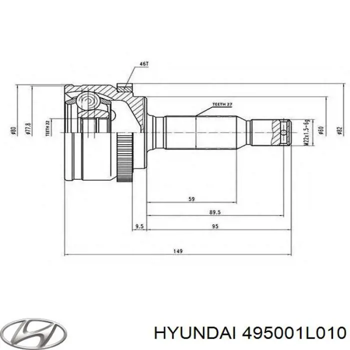 495001L010 Hyundai/Kia junta homocinética exterior delantera