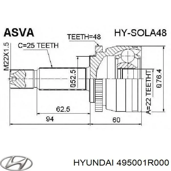  Árbol de transmisión delantero izquierdo para Hyundai SOLARIS SBR11