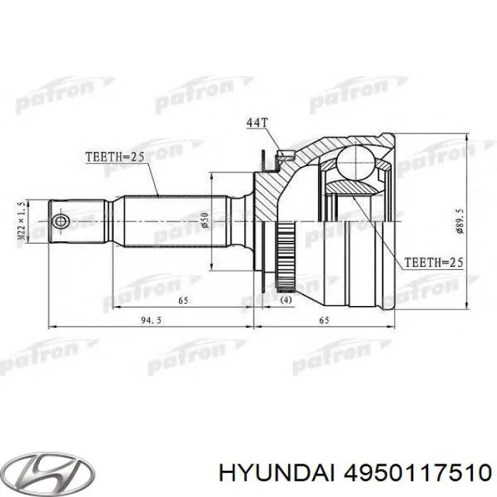 4950117510 Hyundai/Kia junta homocinética exterior delantera