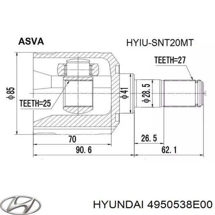 4950538E00 Hyundai/Kia junta homocinética interior delantera