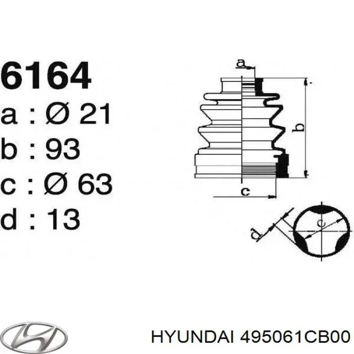 495061CB00 Hyundai/Kia fuelle, árbol de transmisión delantero interior