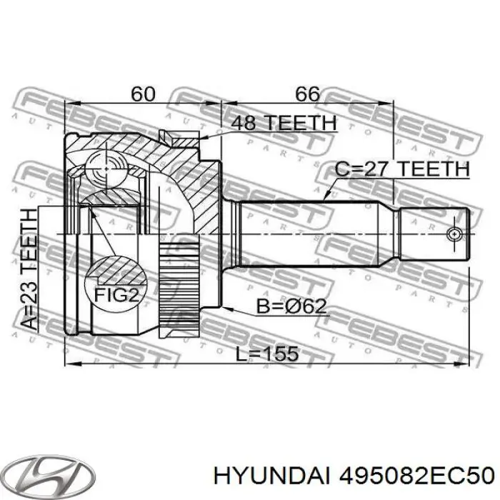 495082EC50 Hyundai/Kia junta homocinética exterior delantera derecha