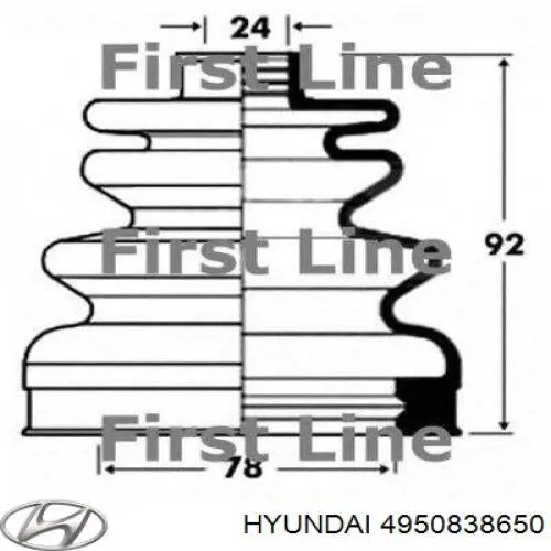 4950838650 Hyundai/Kia fuelle, árbol de transmisión delantero interior