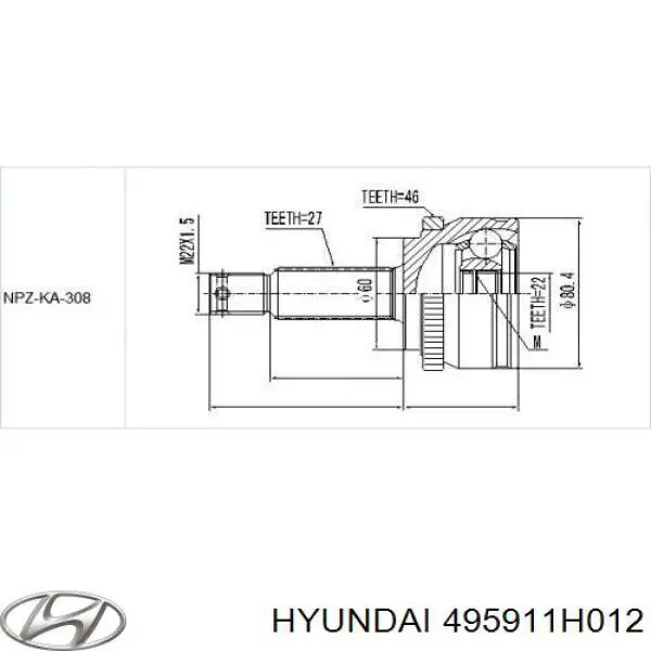 495911H012 Hyundai/Kia junta homocinética exterior delantera