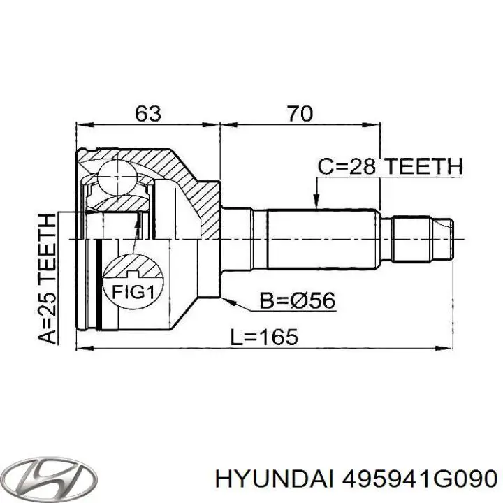 495941G090 Hyundai/Kia fuelle, árbol de transmisión exterior izquierdo