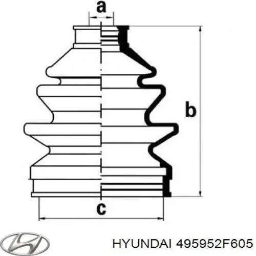 495952F605 Hyundai/Kia fuelle, árbol de transmisión delantero interior izquierdo