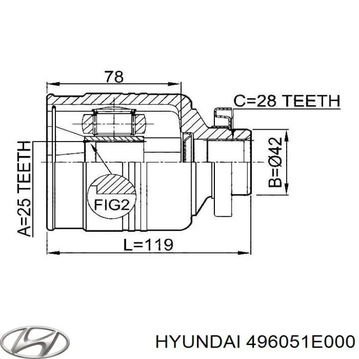 496051E000 Chrysler junta homocinética interior delantera derecha