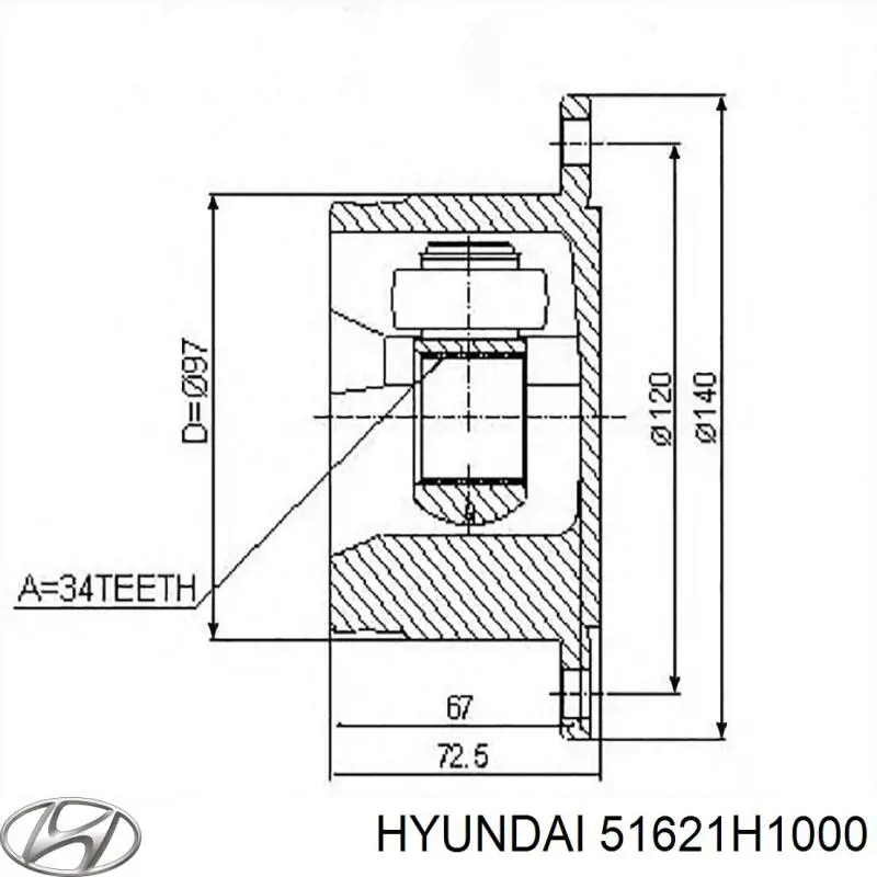  Junta homocinética interior delantera derecha para Hyundai Terracan HP