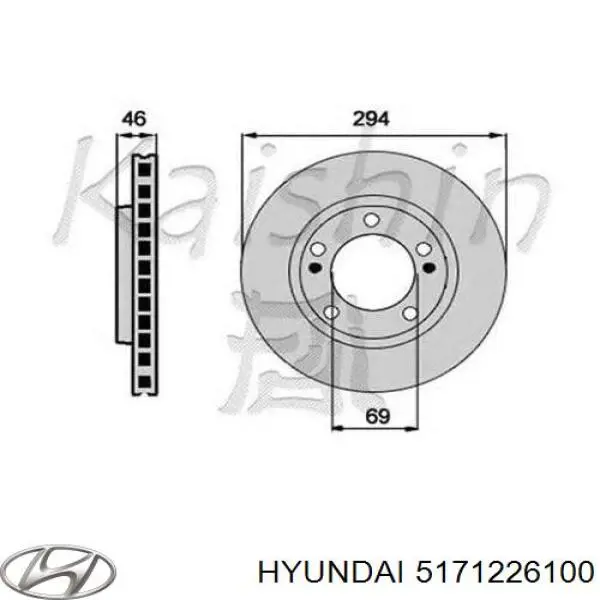 5171226100 Hyundai/Kia freno de disco delantero