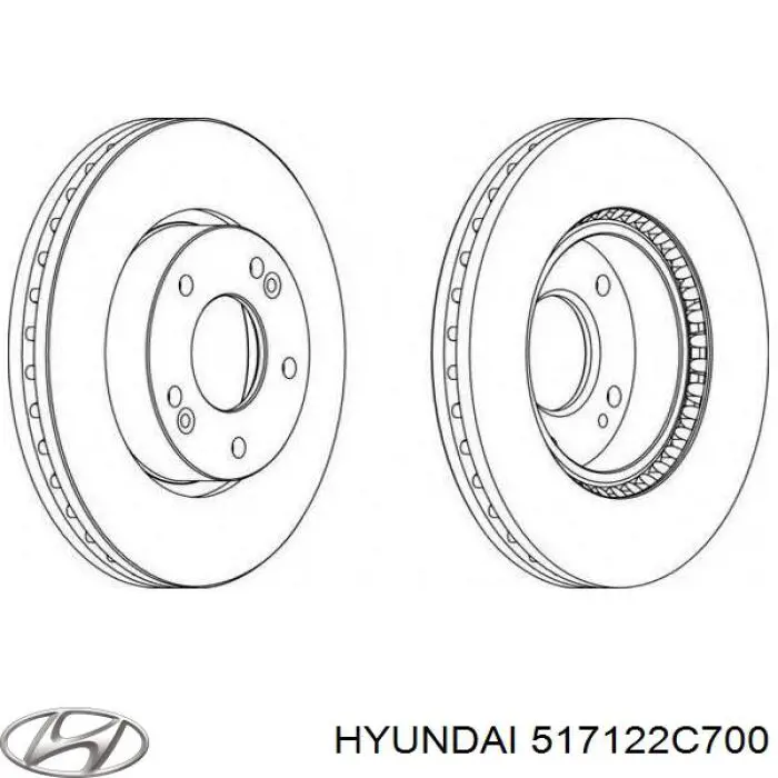 517122C700 Hyundai/Kia freno de disco delantero