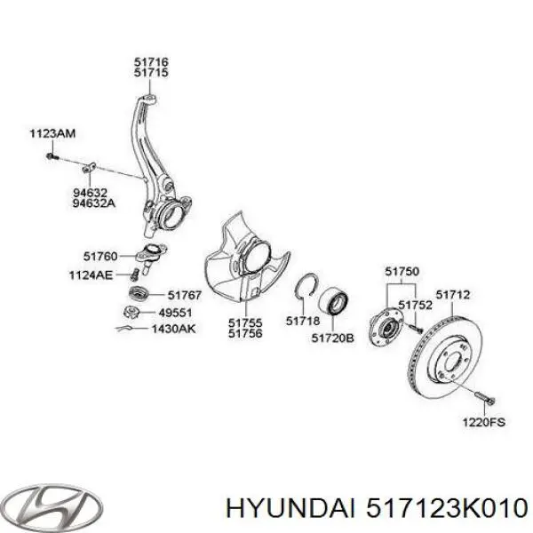 517123K010 Hyundai/Kia freno de disco delantero