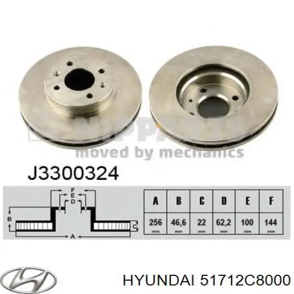 51712C8000 Hyundai/Kia freno de disco delantero