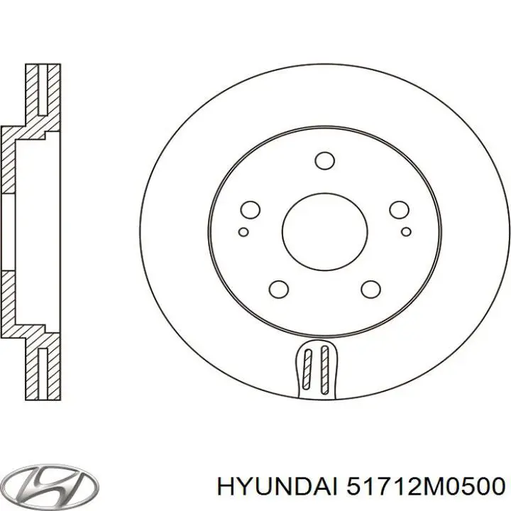 51712M0500 Hyundai/Kia freno de disco delantero