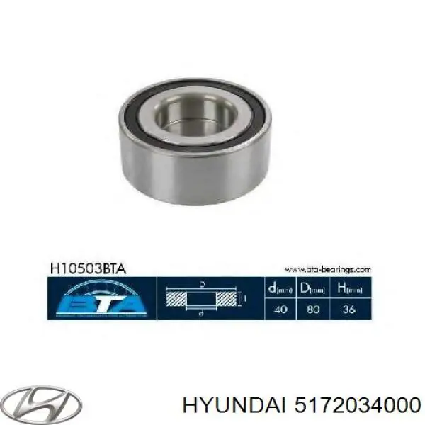 5172034000 Hyundai/Kia cojinete de rueda delantero