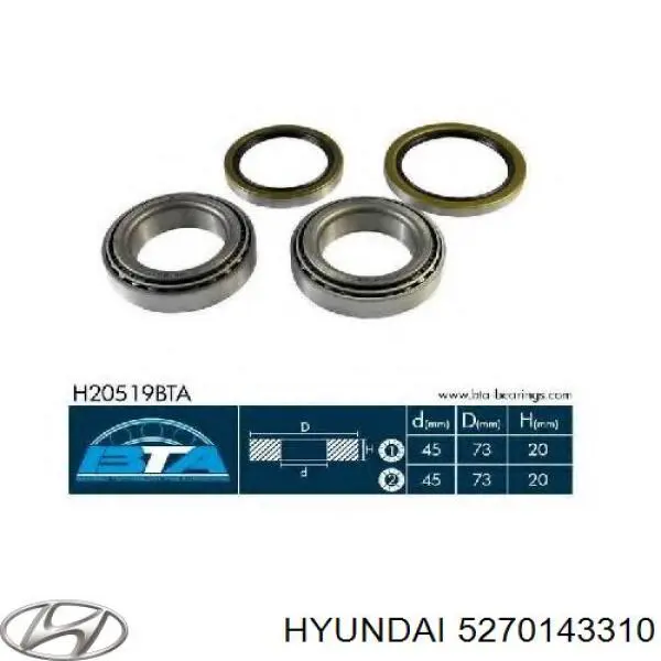 5270143310 Hyundai/Kia cojinete de rueda trasero