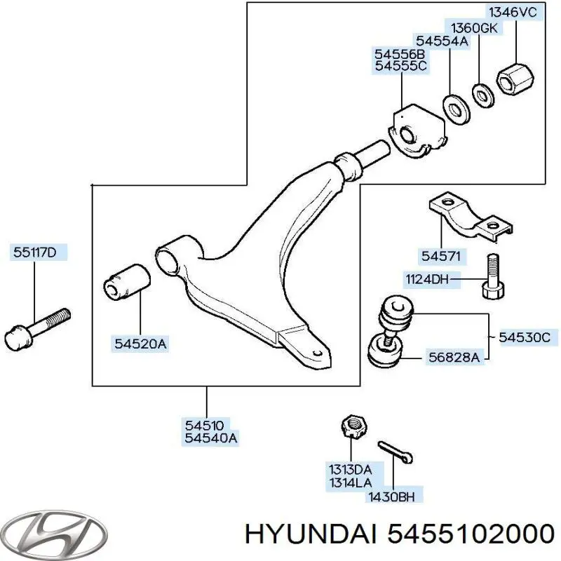 5455102000 Hyundai/Kia silentblock de suspensión delantero inferior