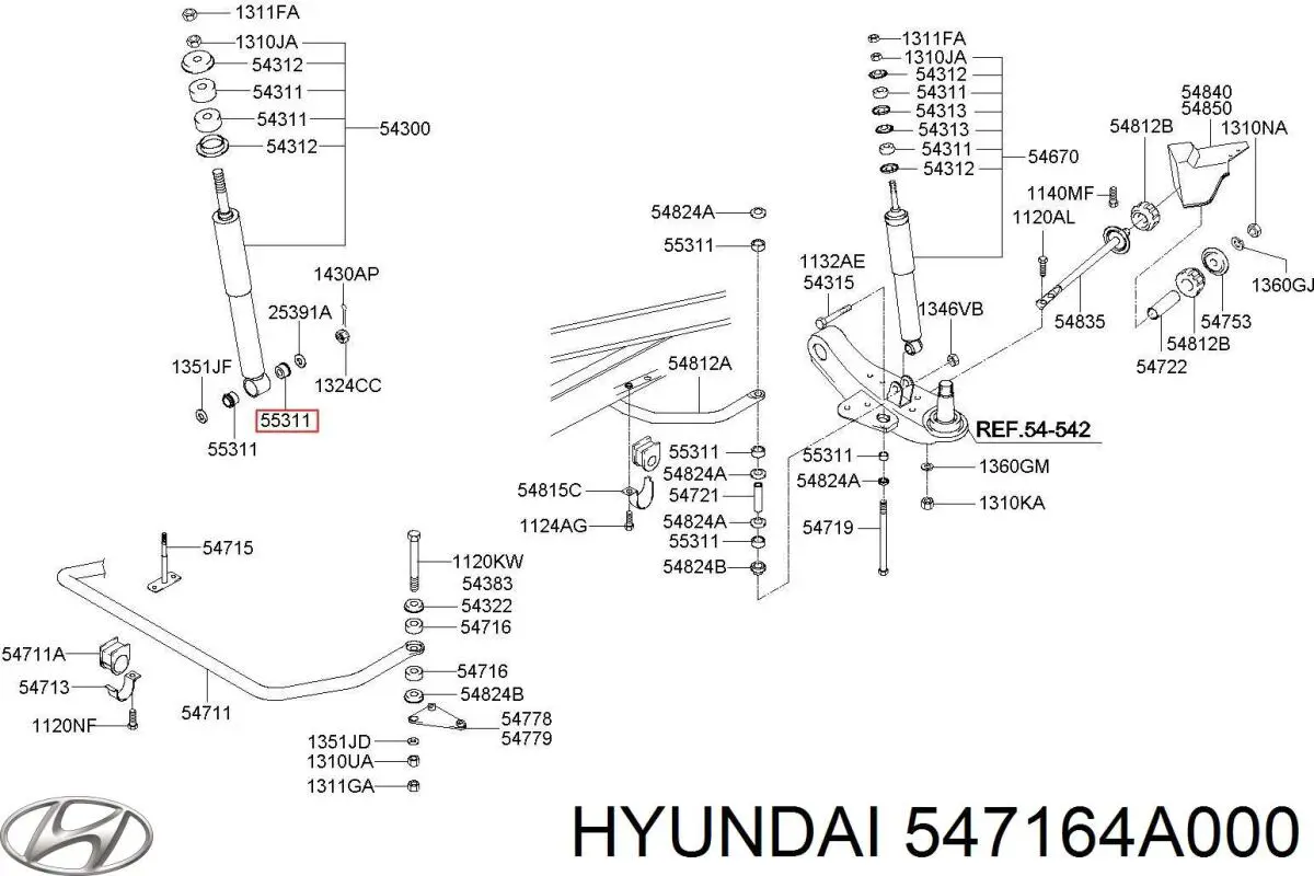 54716-4A000 Hyundai/Kia casquillo del soporte de barra estabilizadora delantera