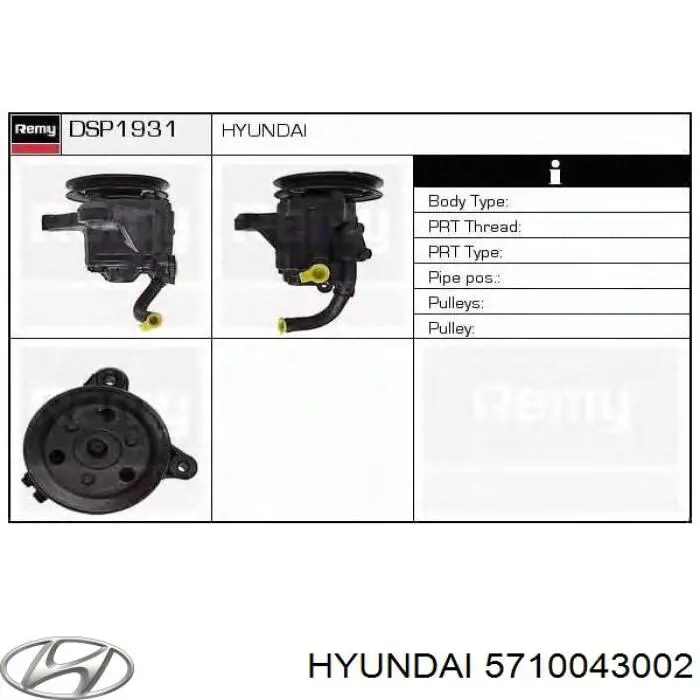  Bomba hidráulica de dirección para Hyundai H100 P