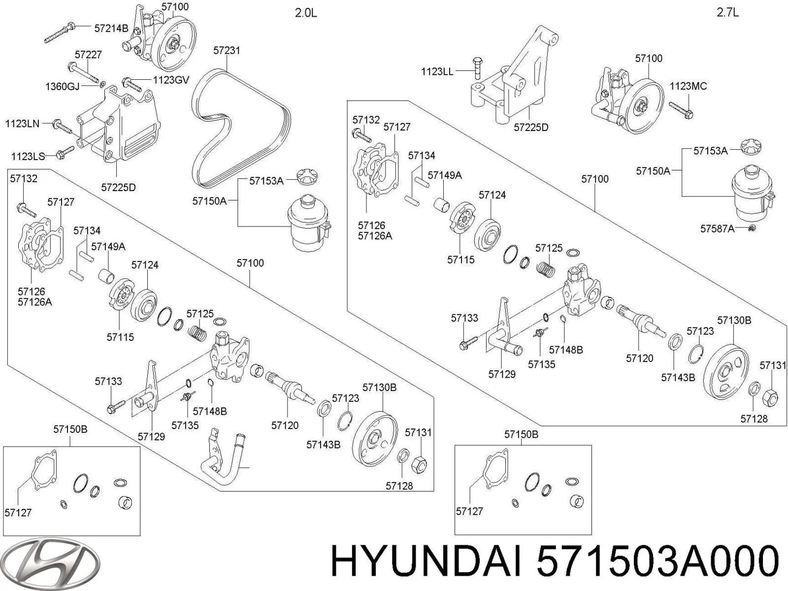  Depósito de bomba de dirección hidráulica para Hyundai Trajet FO