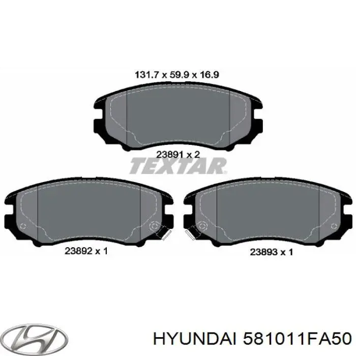 581011FA50 Hyundai/Kia pastillas de freno delanteras