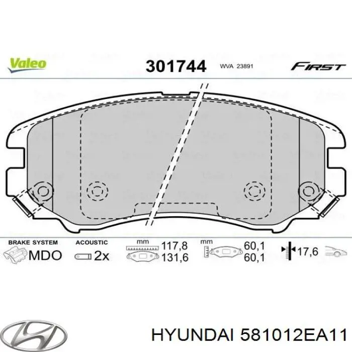 581012EA11 Hyundai/Kia pastillas de freno delanteras