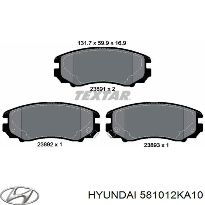 581012KA10 Hyundai/Kia pastillas de freno delanteras