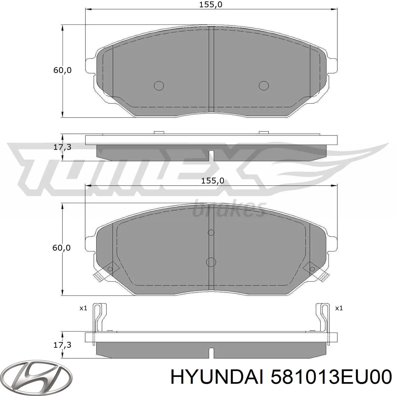 581013EU00 Hyundai/Kia pastillas de freno delanteras