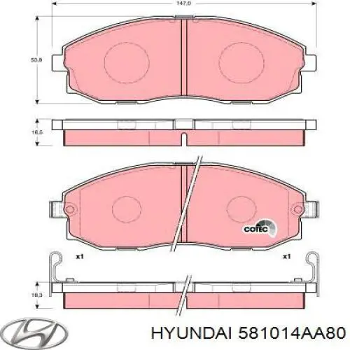 581014AA80 Hyundai/Kia pastillas de freno delanteras