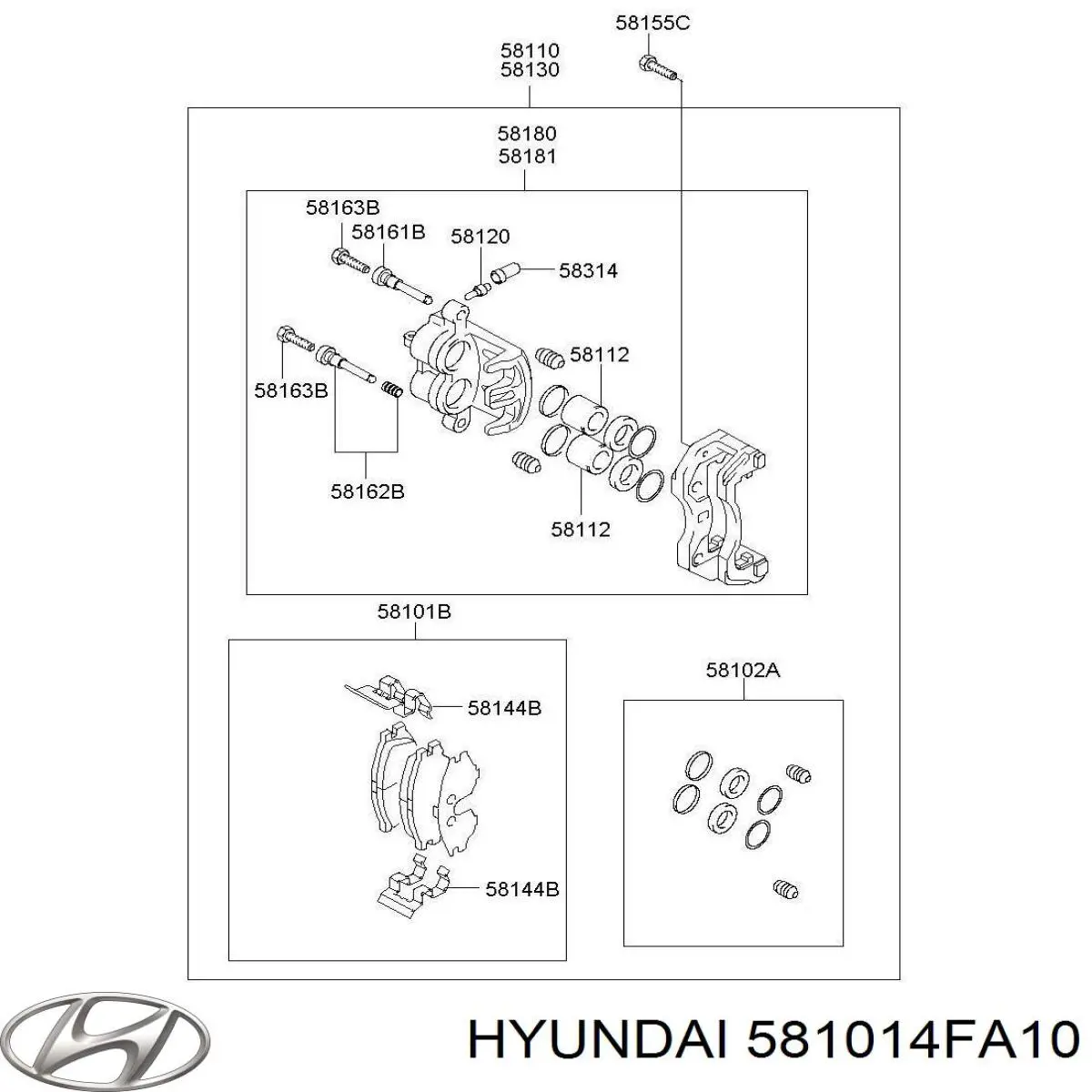 581014FA10 Hyundai/Kia pastillas de freno delanteras