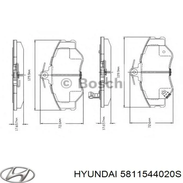 5811544020S Hyundai/Kia pastillas de freno delanteras