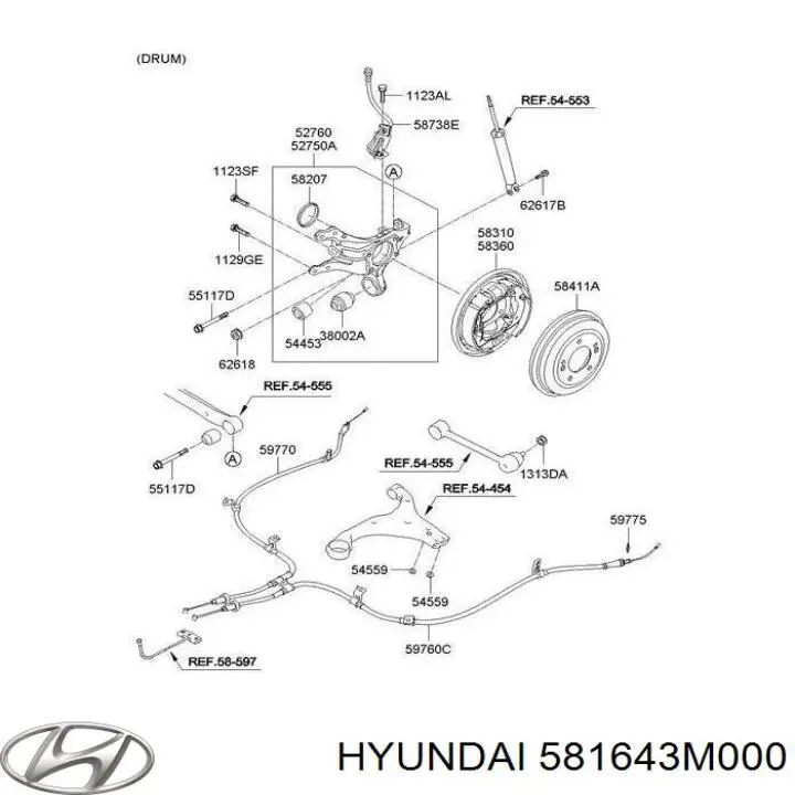  Fuelle, guía de pinza de freno trasera para Hyundai Azera HG