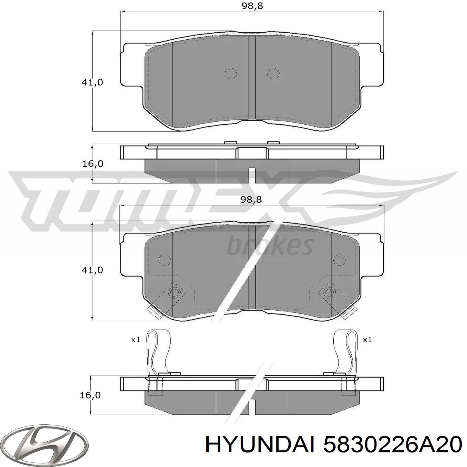 5830226A20 Hyundai/Kia pastillas de freno traseras