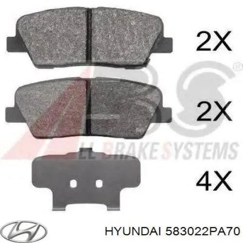 583022PA70 Hyundai/Kia pastillas de freno traseras