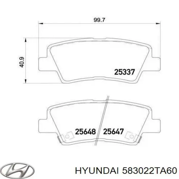 583022TA60 Hyundai/Kia pastillas de freno traseras