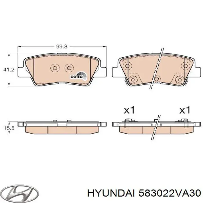 583022VA30 Hyundai/Kia pastillas de freno traseras