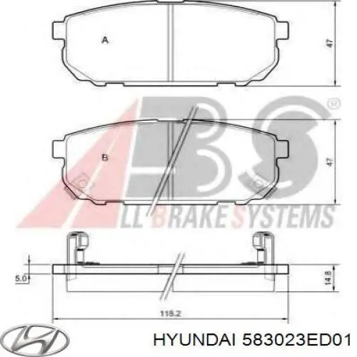 583023ED01 Hyundai/Kia pastillas de freno traseras