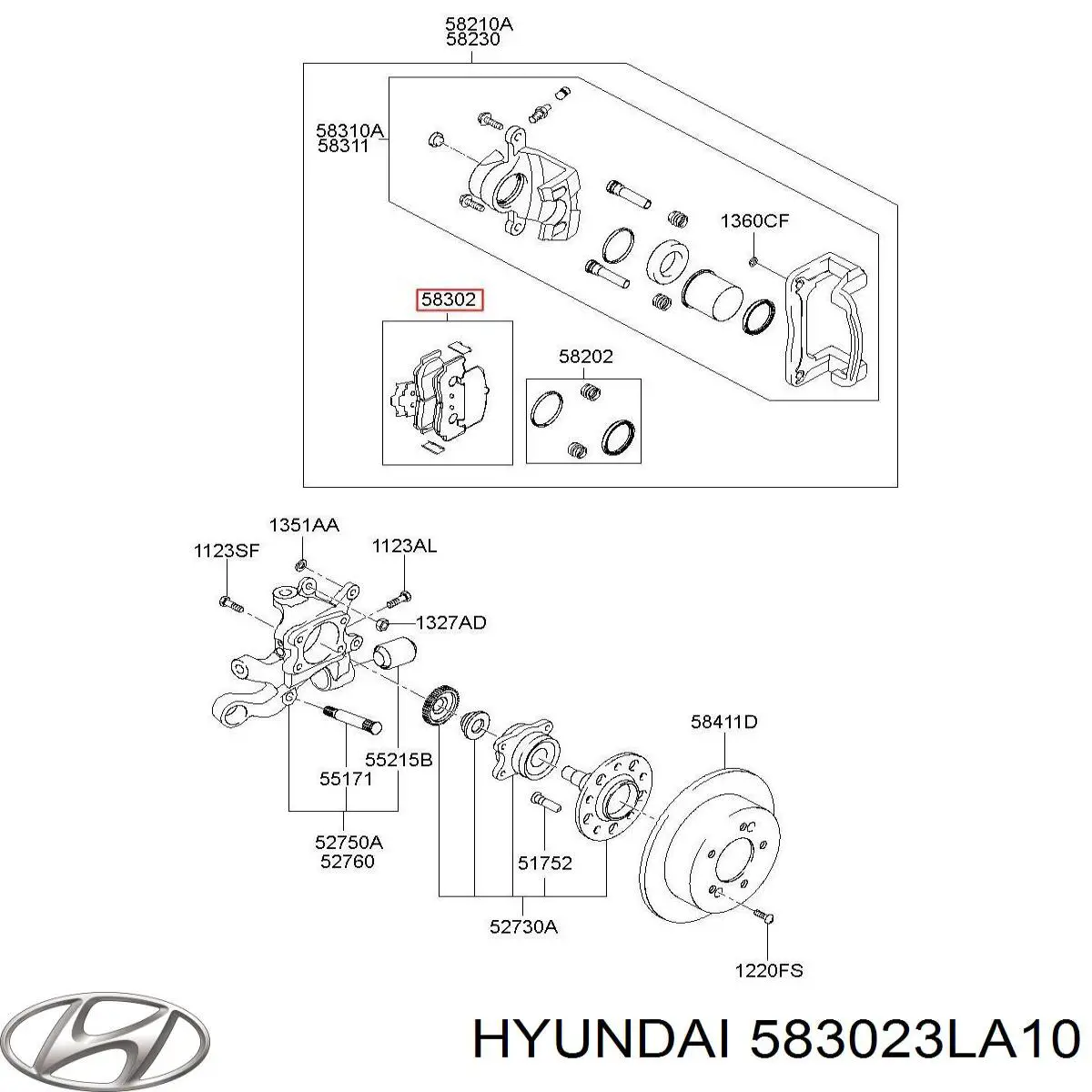 58302-3LA10 Hyundai/Kia pastillas de freno traseras