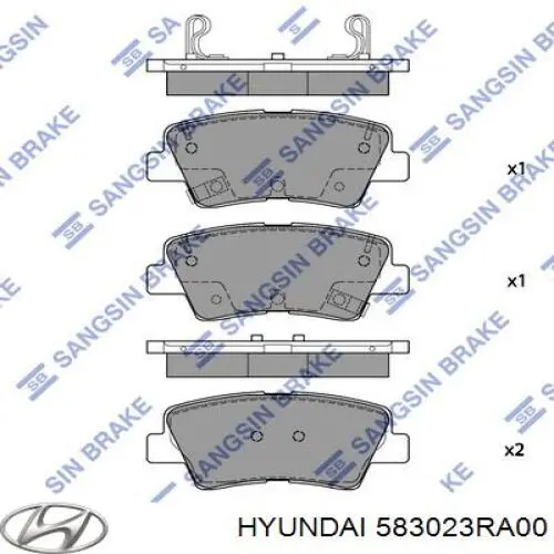 583023RA00 Hyundai/Kia pastillas de freno traseras