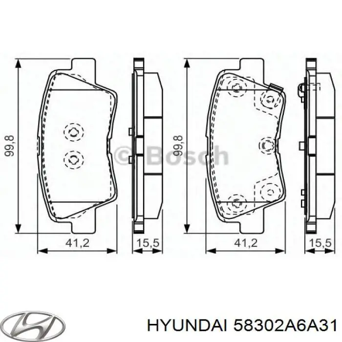 58302A6A31 Hyundai/Kia pastillas de freno traseras