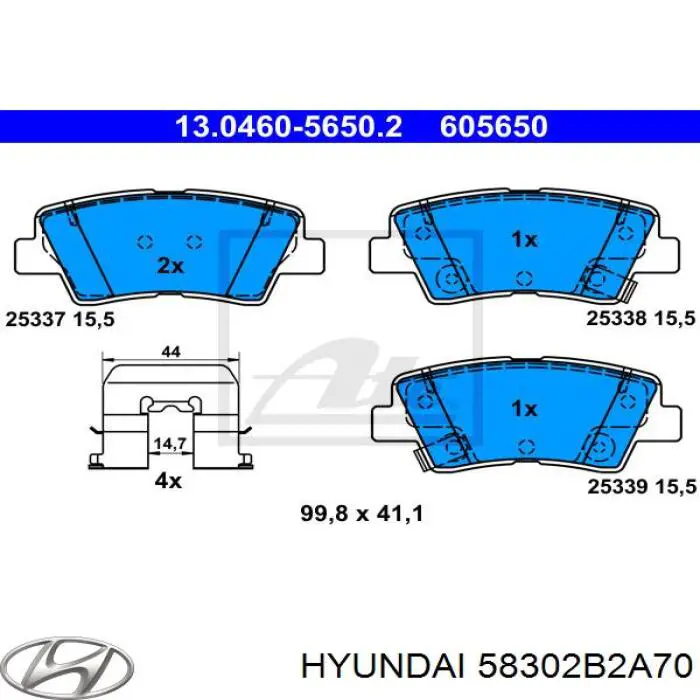 58302B2A70 Hyundai/Kia pastillas de freno traseras