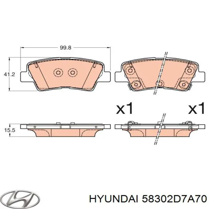 58302D7A70 Hyundai/Kia pastillas de freno traseras