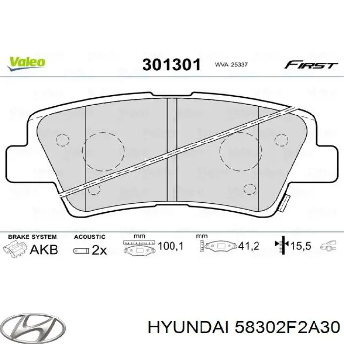 58302F2A30 Hyundai/Kia pastillas de freno traseras