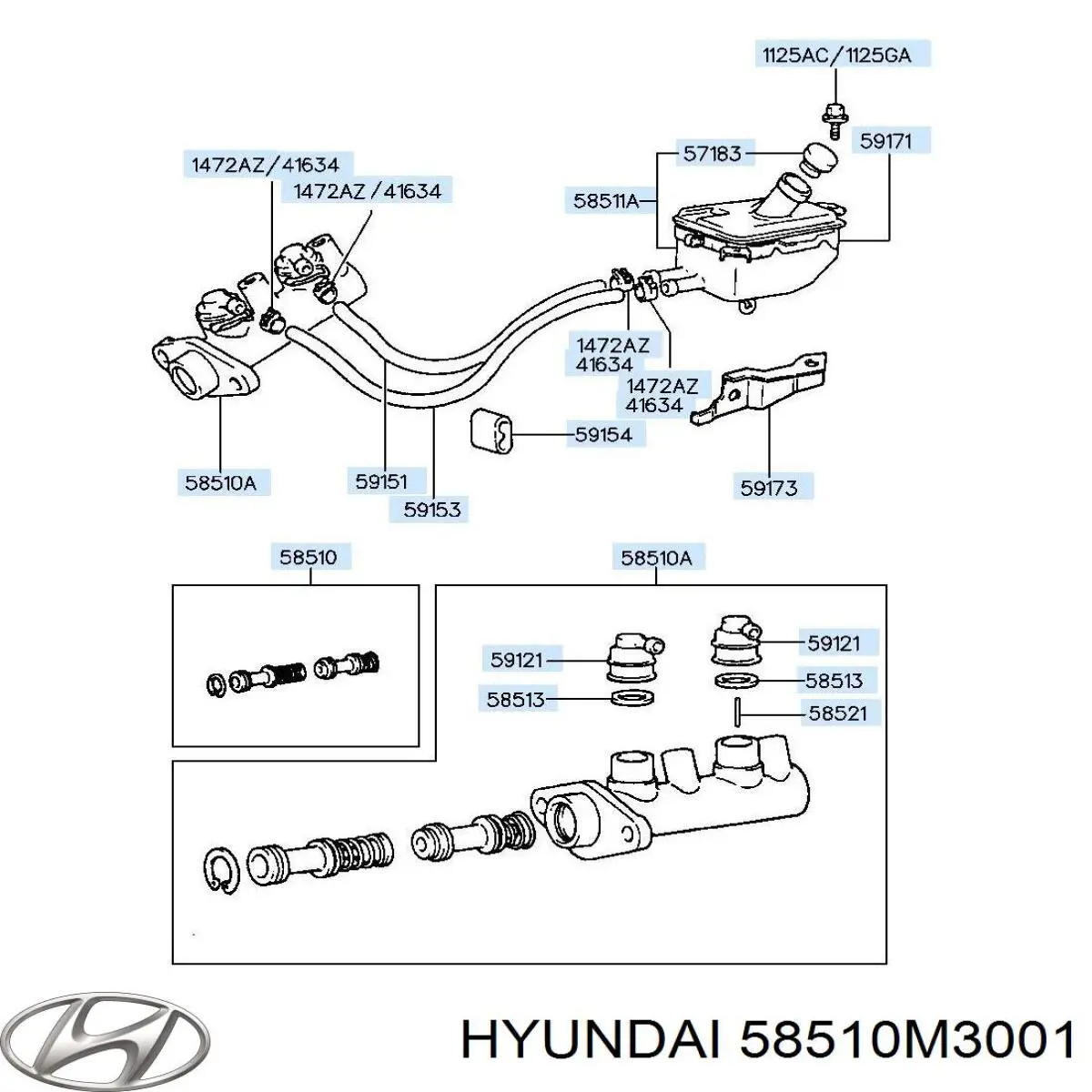 58510M3001 Hyundai/Kia cilindro principal de freno