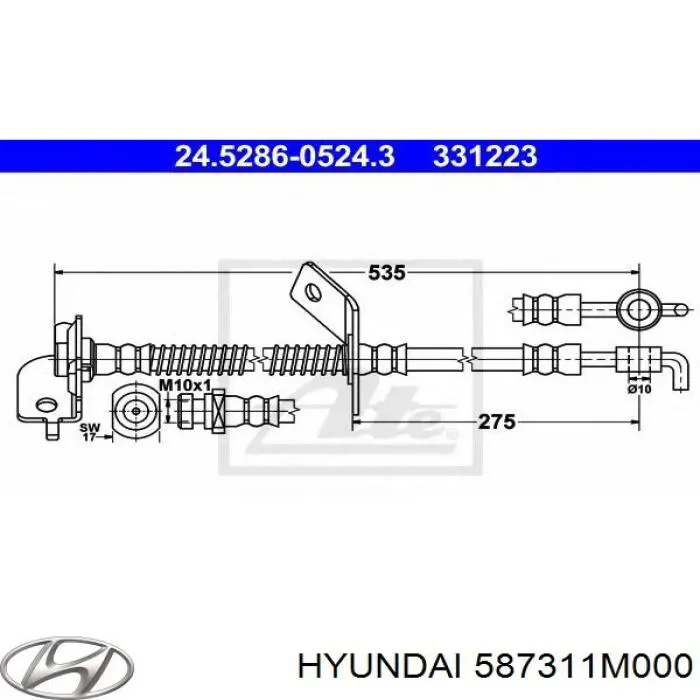 587311M000 Hyundai/Kia tubo flexible de frenos delantero izquierdo