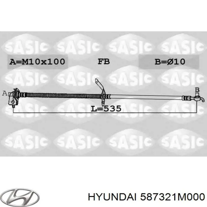 587321M000 Hyundai/Kia tubo flexible de frenos delantero derecho