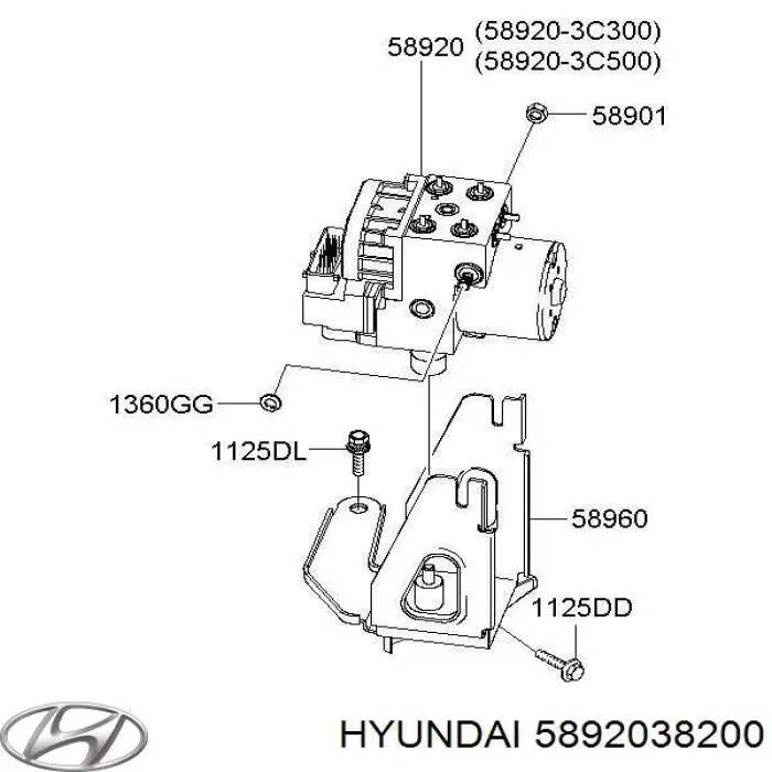 5892038200 Hyundai/Kia módulo hidráulico abs