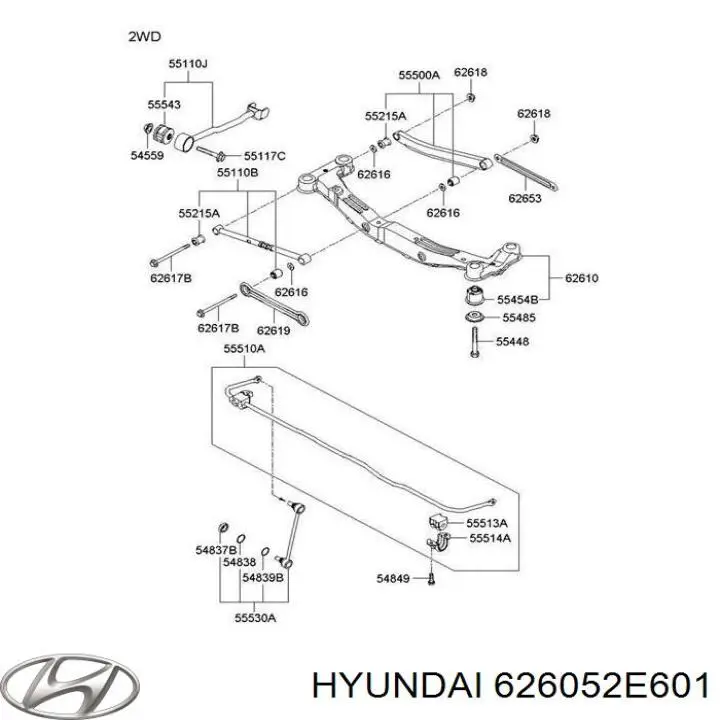 626052E601 Hyundai/Kia subchasis trasero soporte motor